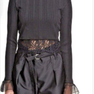 3.1 Phillip Lim Black Lace Detail Crop Top